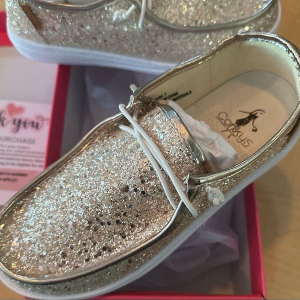NWT Gold glitter Corky Deck Shoes